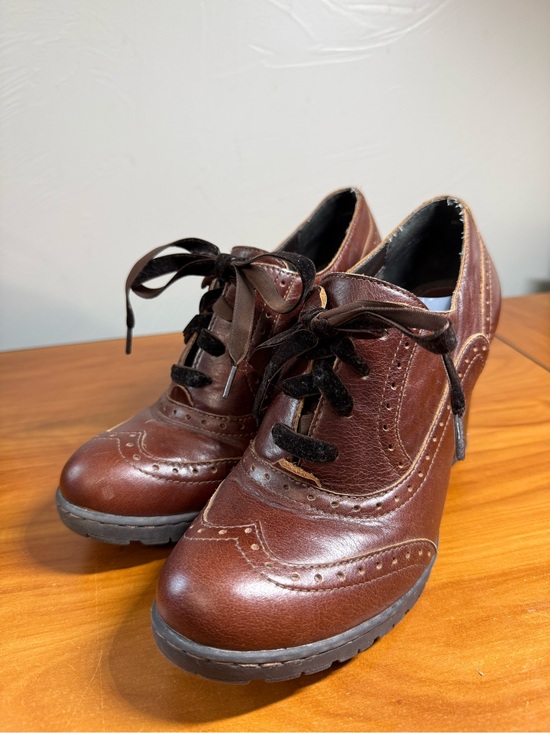boc Shoes - B.O.C. Zandi Brouge Brown Oxford Pump Heel Lace Up Chunky Academia Leather W9
